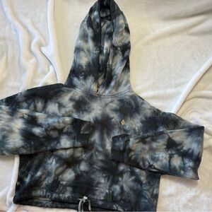 Volcom Blue and Gray Tie-Dye Hoodie